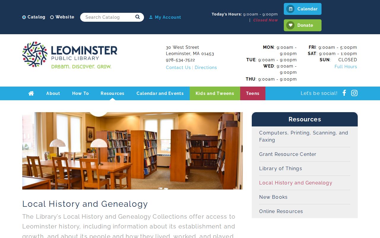 Leominster city directory research resources at the Leominster Library local history and genealogy page