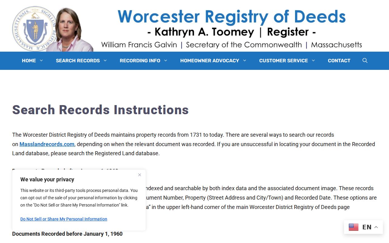 Leominster previous residents Worcester deed index instructions