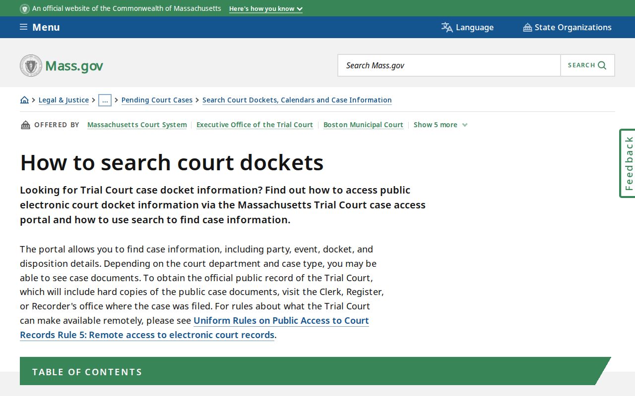 Leominster resident lookup MassCourts docket search field guide