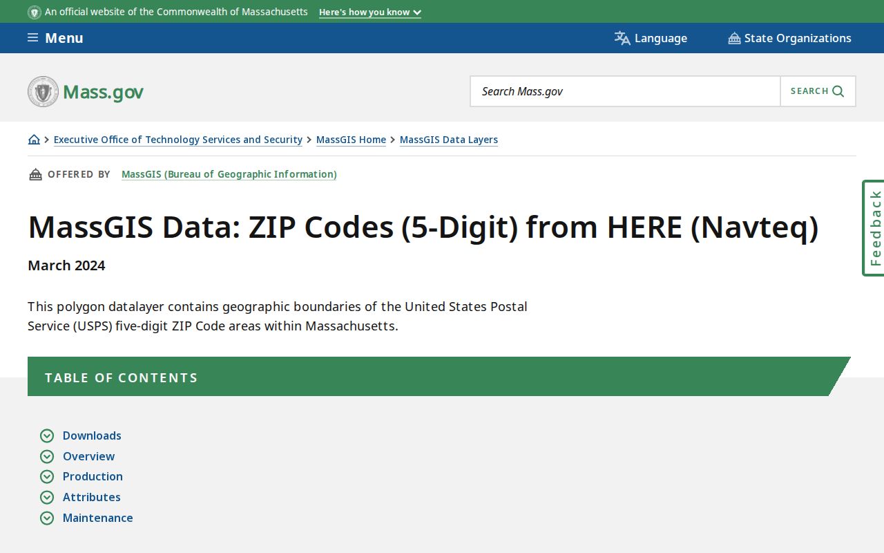 Leominster ZIP code directory MassGIS five-digit ZIP boundary resource