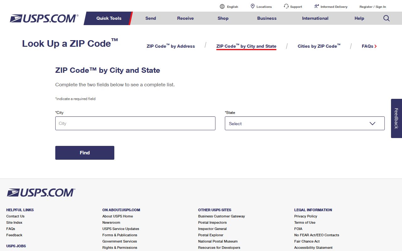 Leominster ZIP code directory USPS address lookup screen
